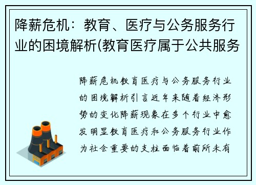 降薪危机：教育、医疗与公务服务行业的困境解析(教育医疗属于公共服务)